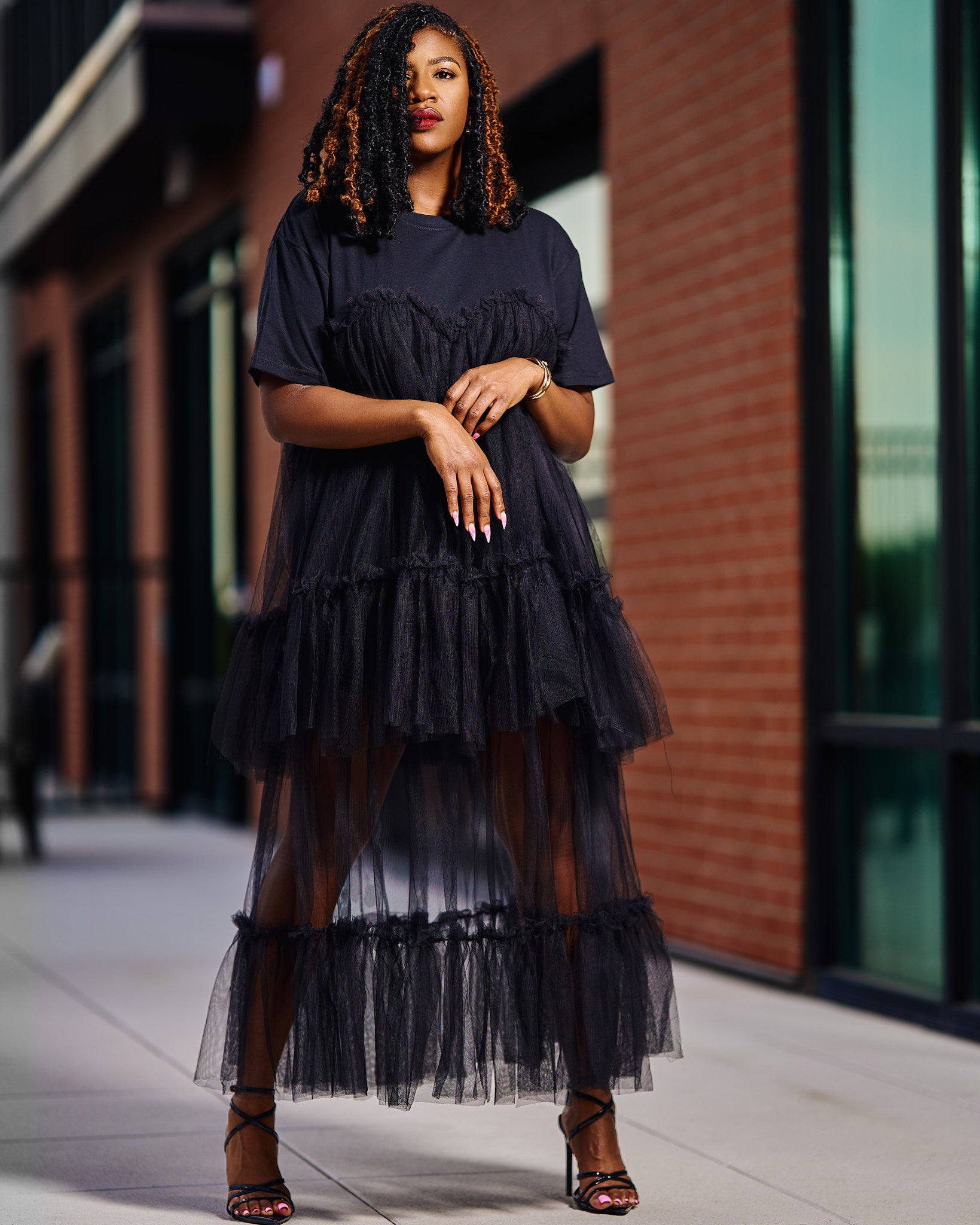 T shirt dress with tulle on sale