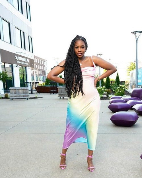 Promises | Satin Slip Dress | Rainbow